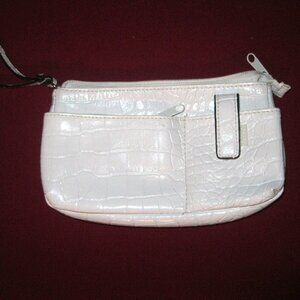 Wristlet Clutch Bag Small White Clutch Zippered Vinyl